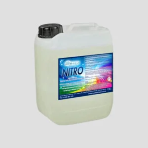 a 5-litre bottle of solutions nitro formula on a grey background