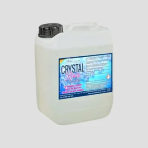 a 5-litre bottle of solutions crystal rinse on a grey background
