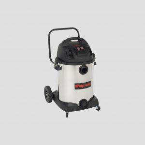 a 60-litre stainless steel wet/dry shop-vac vacuum cleaner on a grey background