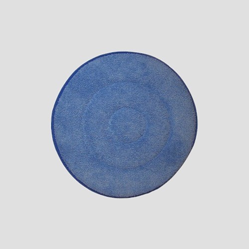 a blue 17-inch hard floor circular polishing pad on a grey background