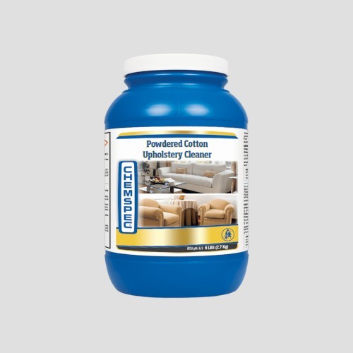 a blue tub of chemspec powdered cotton upholstery cleaner